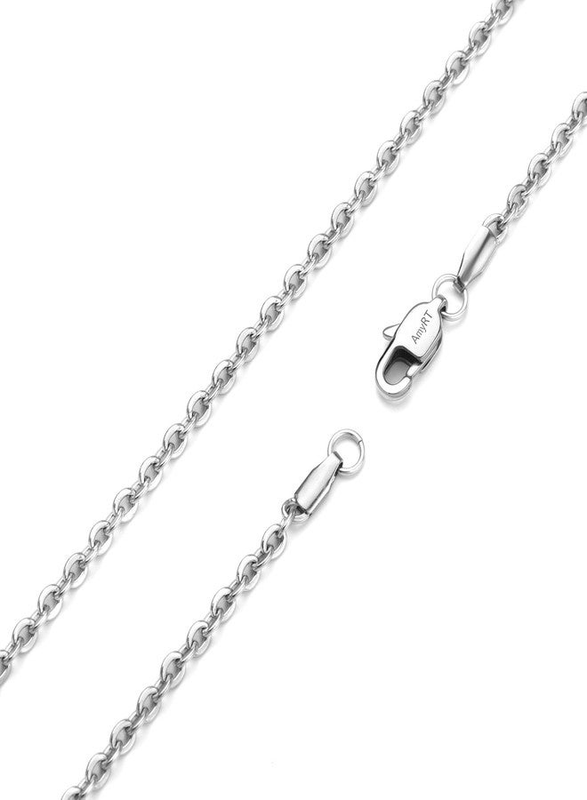 AmyRT Jewelry 3mm Titanium Steel Cable Chain Silver Necklaces for Women 18 in - Image 2